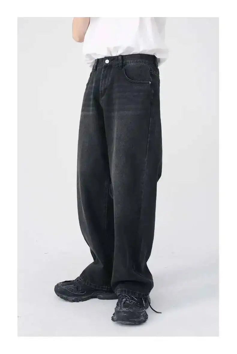 IEFB Men's Jeans New Korean Personality Straight Wide Leg Denim Pants Fashion Autumn Spring Vintage Male Trousers 9A5577