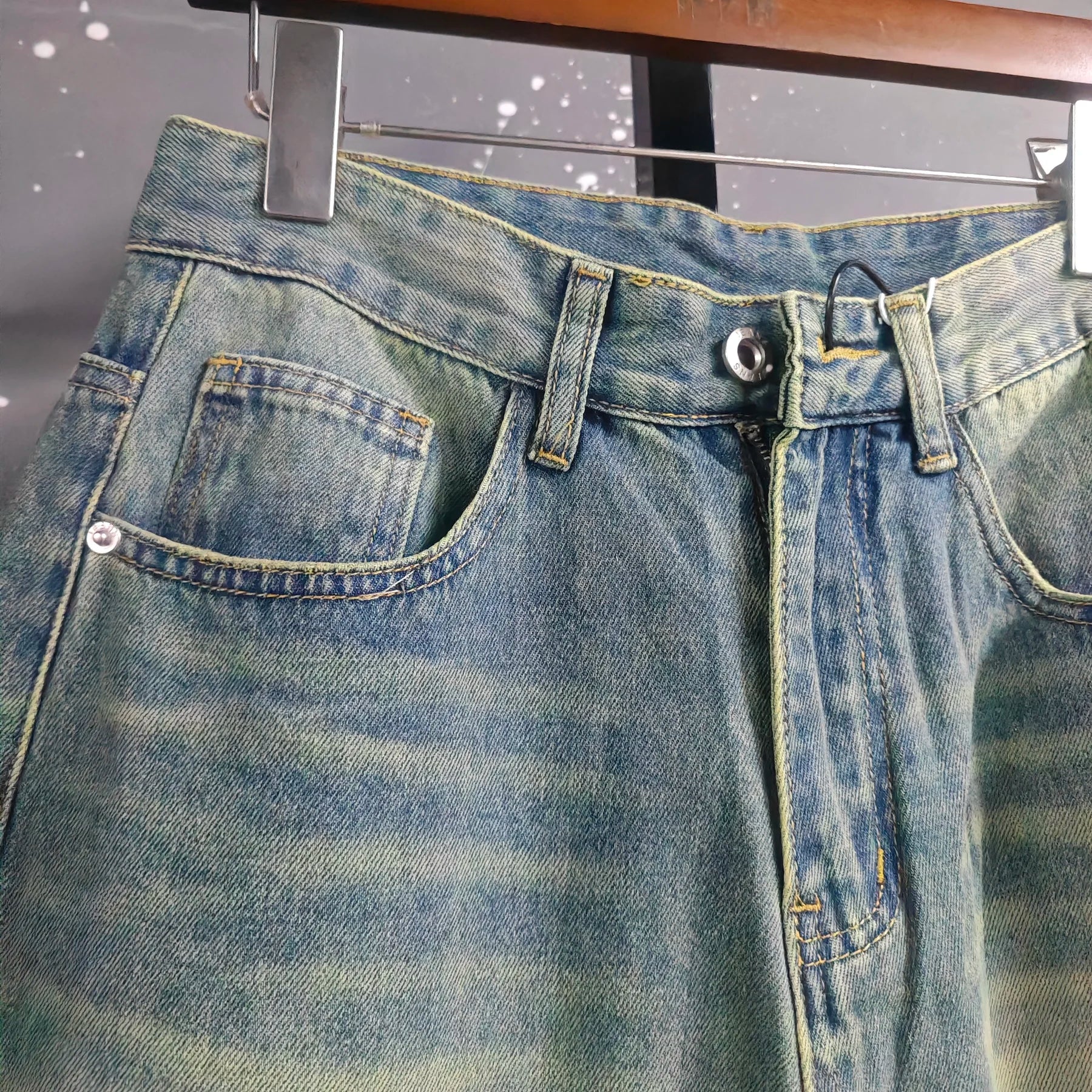 IEFB Men's Jeans New Korean Personality Straight Wide Leg Denim Pants Fashion Autumn Spring Vintage Male Trousers 9A5577