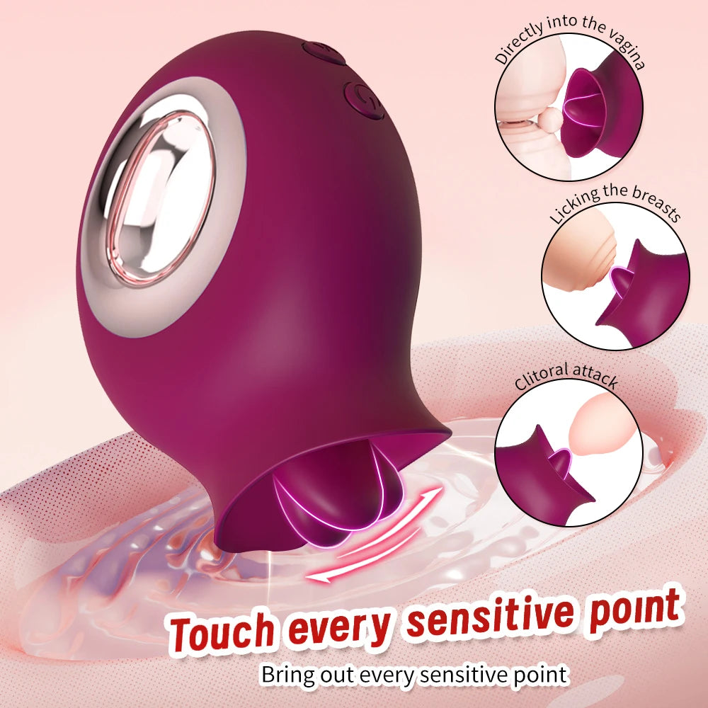 Tongue Licking Vibrator G Spot Clitoris Stimulator Nipple Massager 9 Vibration Modes Masturbator Adult Sex Toys for Women