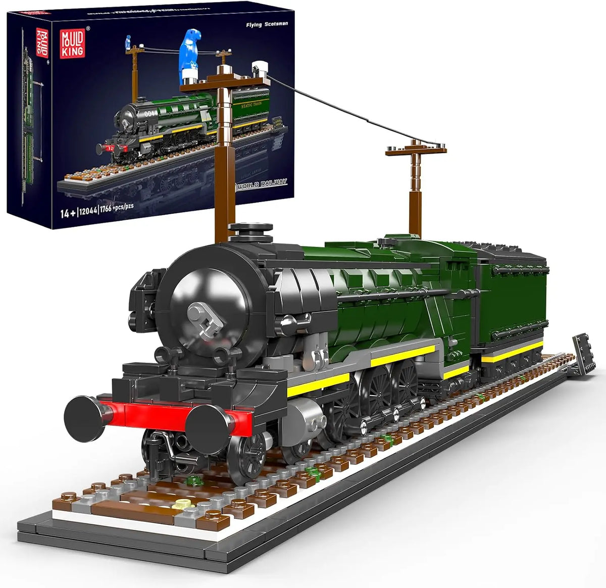 Mould King 12044 British Steam Locomotive Kit, 1766 Pieces, Classic Train Model Made of Building Blocks, Collectible and Gift