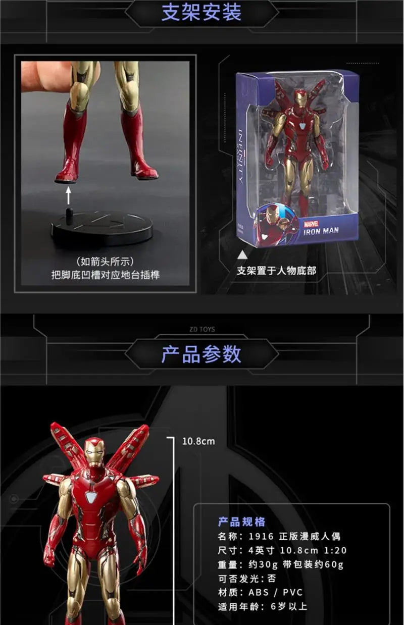 ZD Toys Avengers Legends Iron Man Spider Man Thor Captain America Thanos Hulk War Machine Action Figures Gif