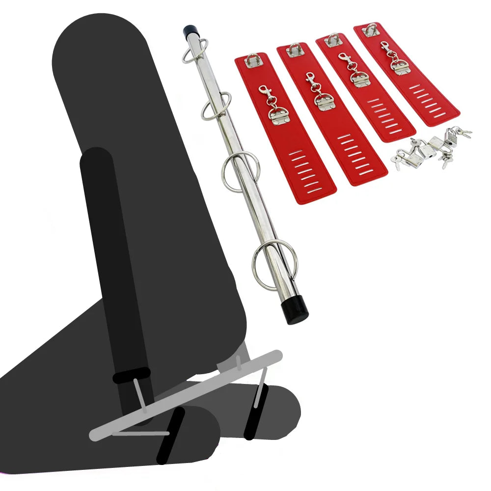 BDSM Bondage Set Stainless Steel Sex Slave Handcuffs Ankle Cuffs Fetish Restraints Sex Toys for Couples