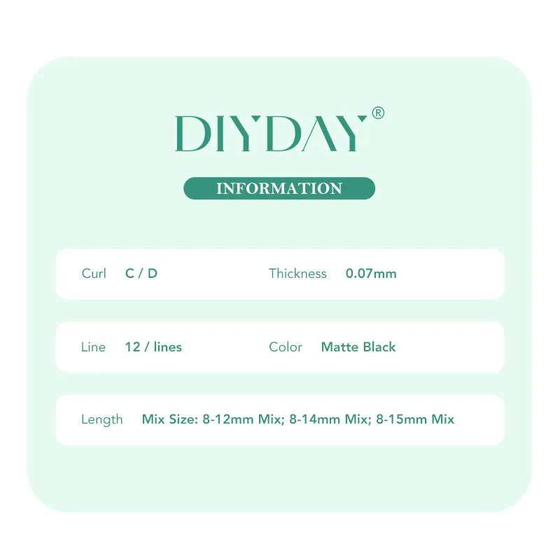 DIYDAY U Style 3D 4D 5D 6D Eyelash Extension Handmade U-shaped Premade Volume Lashes BASF PBT Fiber Nartural Mink False Eyelash