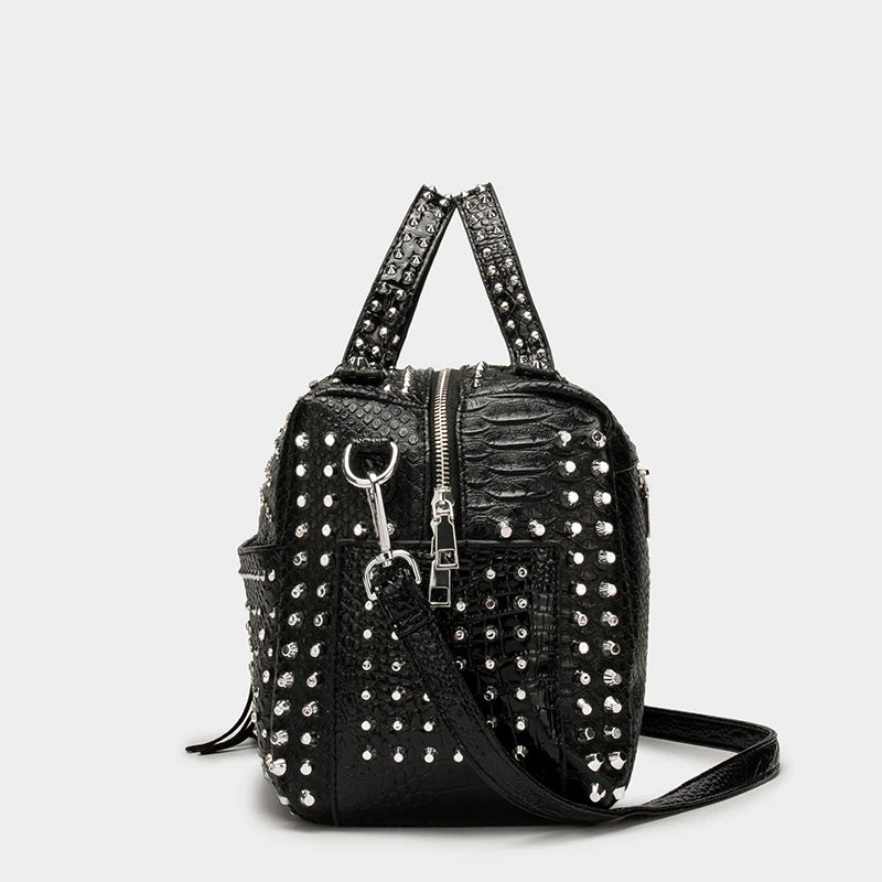 Women's Vintage Rivet PU Leather Tote Bag – Large Capacity, 3 Colors, 2 Sizes
