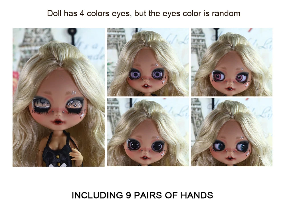 ICY DBS Blyth 1/6 Doll Hand Painted Set Tan Skin Long Eyelash Sleeping Doll Set SD