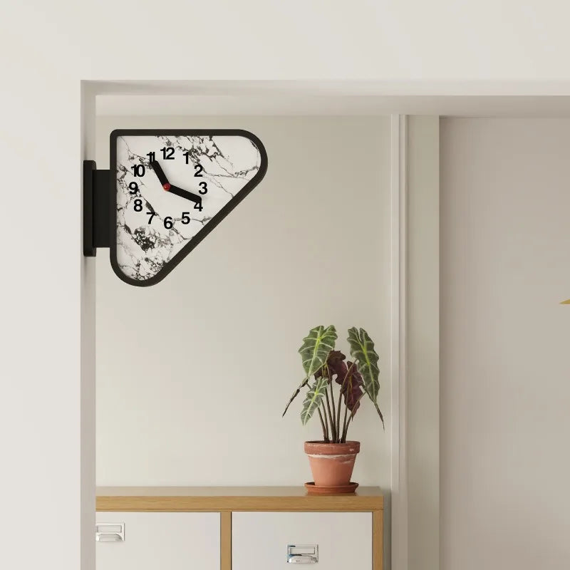Luxury Triangle Wall Clock Corner Double Sided Wall Clock Creative Art Living Room Clocks Kitchen Bedroom Watch Home Decor