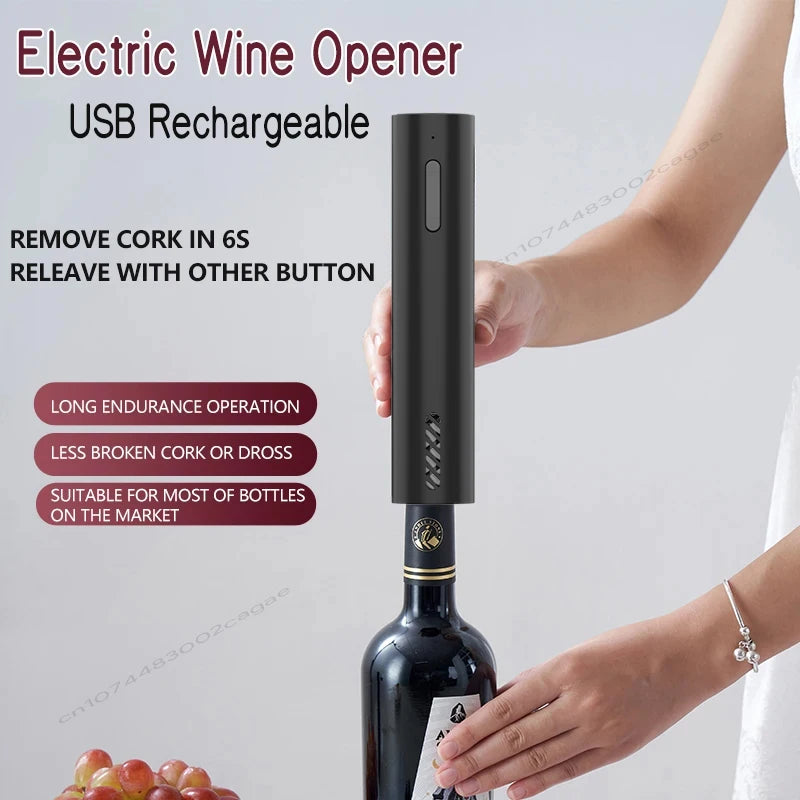 Electric Wine Bottle Opener Charged Automatic Reusable Easy Carry Red Wine Opener Gift for Waiter Women Home Kitchen Party Bar