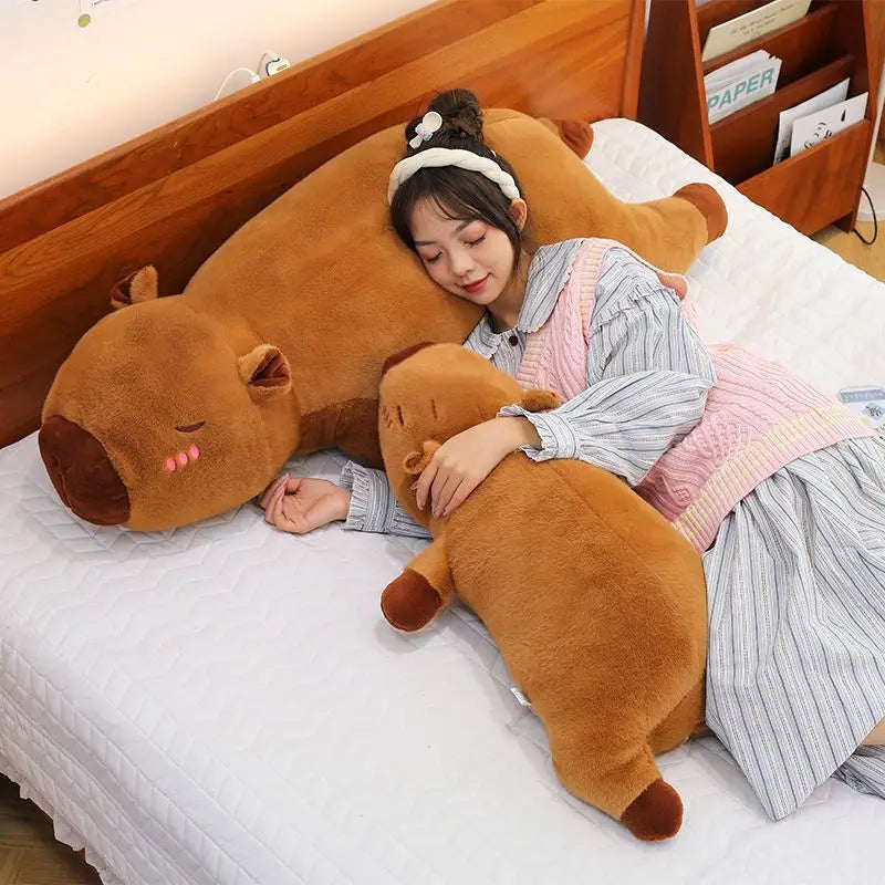 Capybara Plush Toy Set Mommy with 4 Baby Capibara Plushie Doll Stuffed Animal Pillow Turtle Backpack Kid Toys Christmas Gift