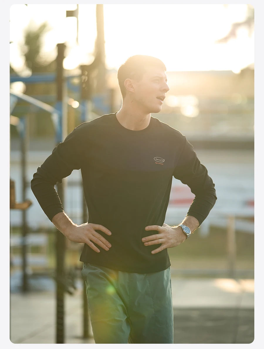SIMWOOD Quick Dry Waffle Texture Long Sleeve T-shirt Men 180gsm Anti-static Moisture Wicking Sportswear for Running Workout Top