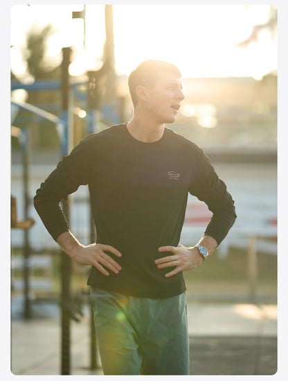 SIMWOOD Quick Dry Waffle Texture Long Sleeve T-shirt Men 180gsm Anti-static Moisture Wicking Sportswear for Running Workout Top