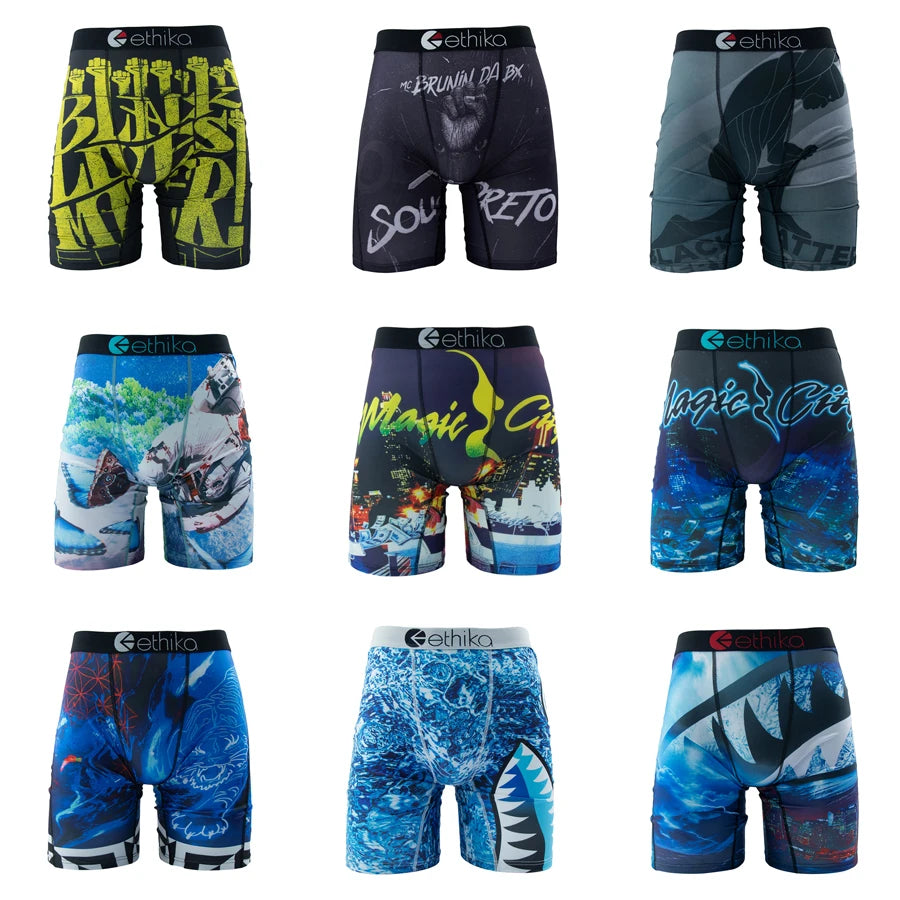 ETHIKA Men Underwear Boxers 1Pcs Breathable Mesh Crotch Man Swimming Underpants Plus Size L-3XL Mens Panties Men's Boxers Briefs