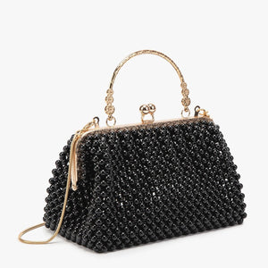 Women's Pearl Embellished ABS Frame Clutch Bag – Evening & Wedding, 6 Colors - TRYSHOPPY