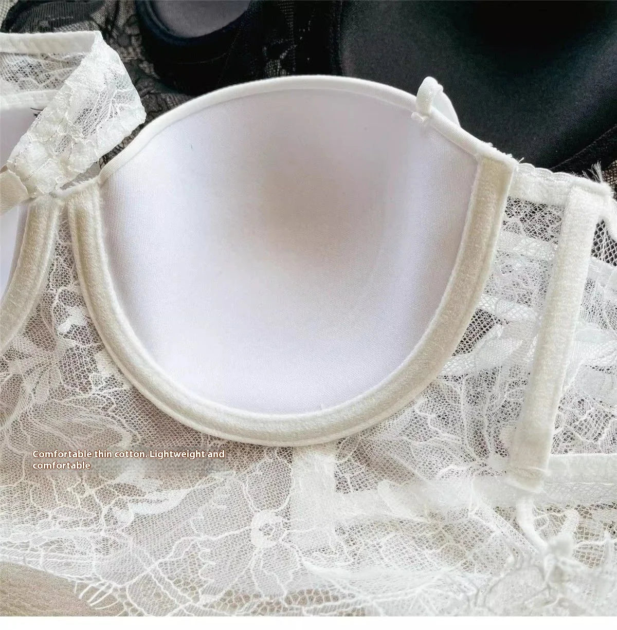 Sexy Lace Underwear Female Poly Poly Thin Soft Steel Ring up Support Anti-Sagging Collect Vice Breasts Solid Color Back Bra Set