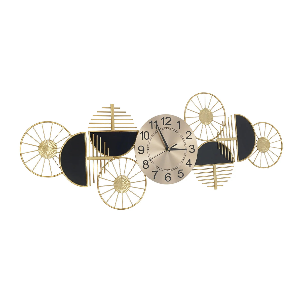 39.37in Metal Wall Clock, Geometric Artistic Layered Design Dual Horizontal & Vertical Mount Silent Non-Ticking Battery Operated Modern Decorative Clock for Living Room Bedroom Hallway Study