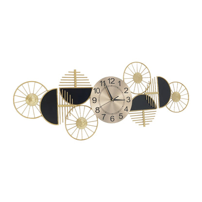 39.37in Metal Wall Clock, Geometric Artistic Layered Design Dual Horizontal & Vertical Mount Silent Non-Ticking Battery Operated Modern Decorative Clock for Living Room Bedroom Hallway Study