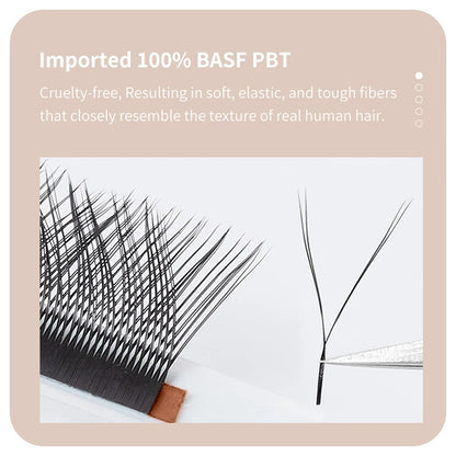 DIYDAY YY Shape Eyelash Extension C D L LU(M) N Curl Brown Lash Natural Soft Premade Volume Fans Two Tips Y-Shaped False Eyelash
