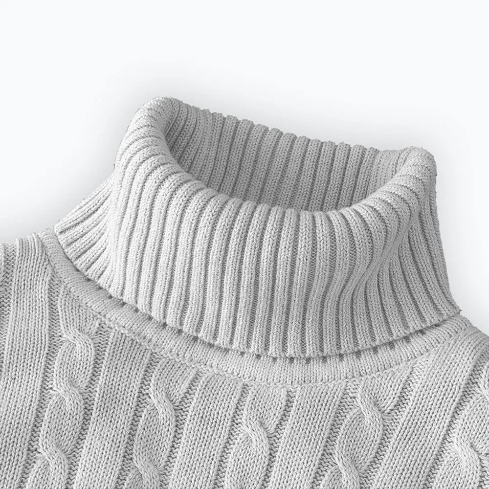 Men's Solid Knit Turtleneck Sweater