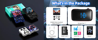 AISLPC R36MAX Retro Handheld Video Game Console 4.0 Inch IPS Screen Portable Pocket Video Player Plug and Play Games Kids Gifts