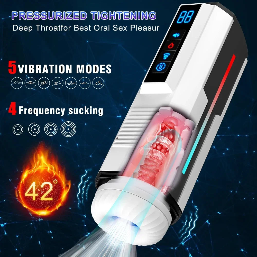 Automatic Telescopic Penis Train for Men Male Masturbator Cup Sex Machine Sucking Vibrating Heating Vagina Adult Sex Toy
