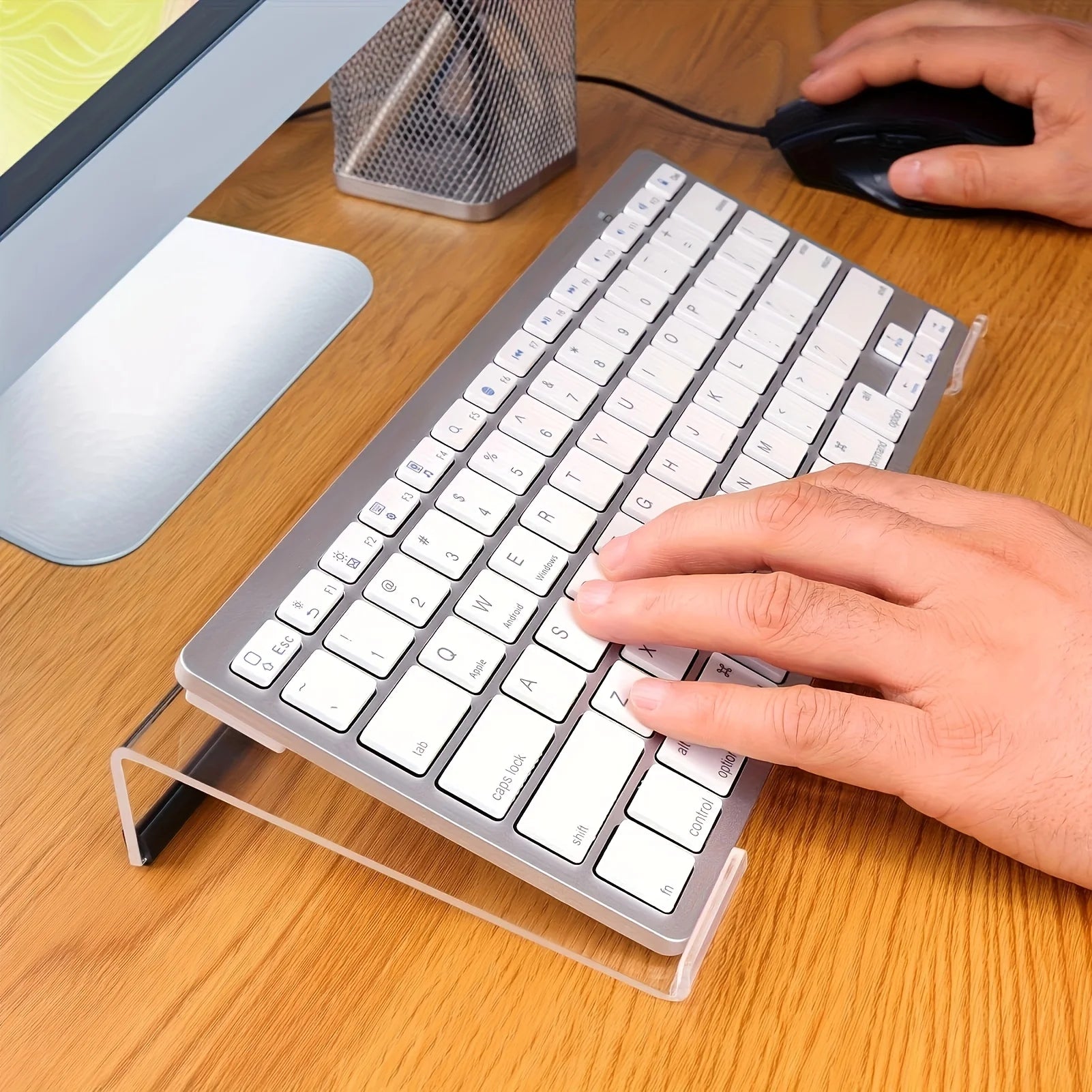 1pc Acrylic Keyboard Stand, Compact Desktop Lifter for Keyboard and Mini PC Keyboard Stand