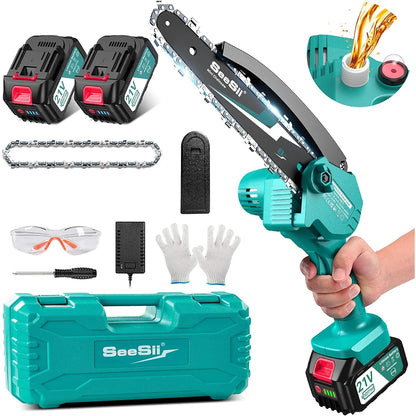 SEESII 8 Inch Electric Chainsaw Mini Cordless Chainsaw Wood Cutter Pruning Garden Power Tools For Makita 18V Battery pin