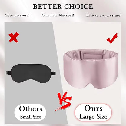 Silk Sleep Mask Soft Pressureless Sleeping Mask 100% Mulberry Silk for Eye Skin Anti Wrinkles Adjustable Wide Velcro Ear Cover
