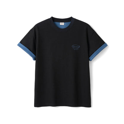 SIMWOOD 2026 Summer New 【Oversize Short Length】240gsm Moisture Wicking Quick Dry T-shirt Men Two-Tone Color Design Tops