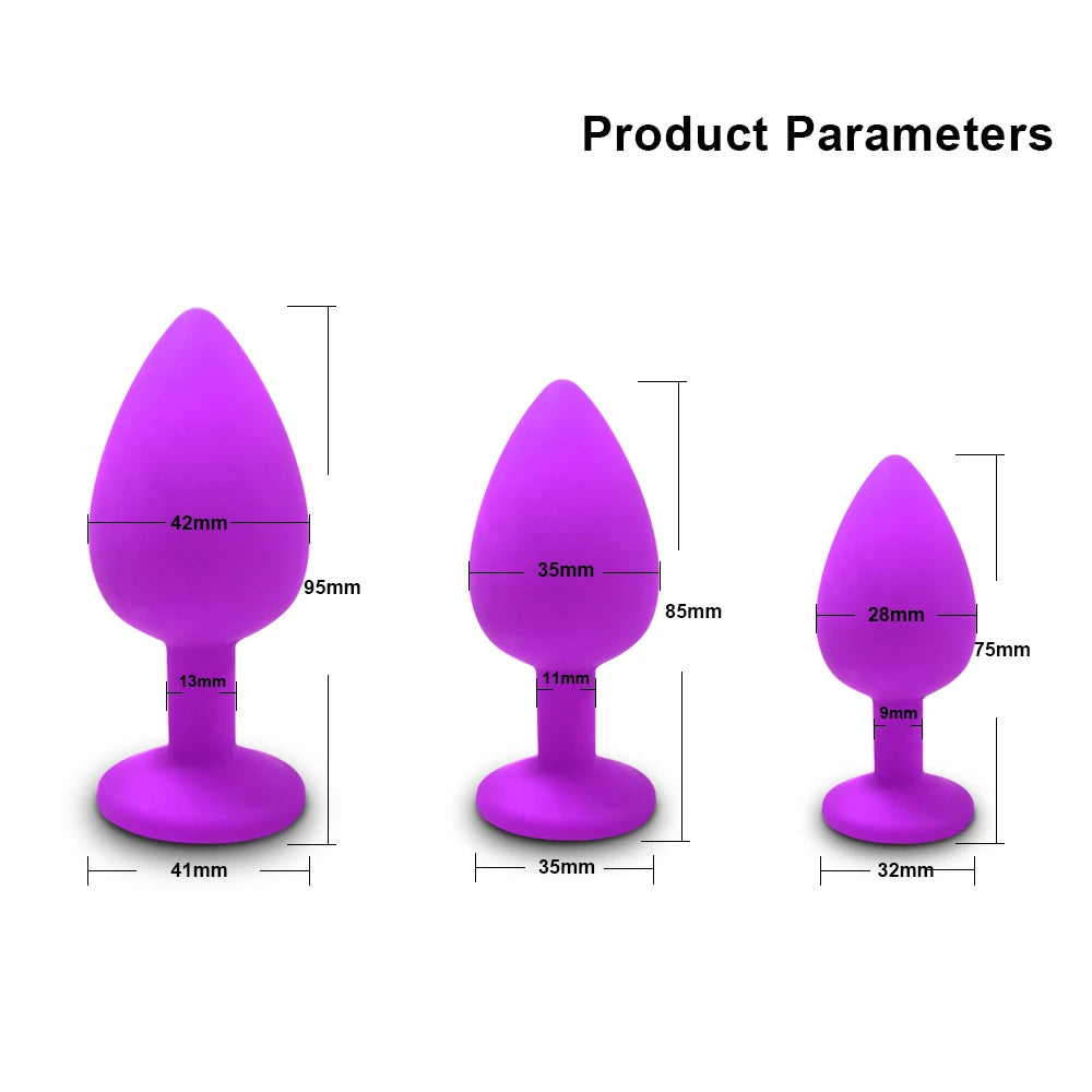 Soft Silicone Butt Plug Anal Plug Unisex Sex Stopper 3 Different Size Adult Toys for Men/Women Anal Trainer for Couples