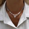 New Irregular Choker Vintage Tassels Zircon Heart Pendant Necklace For Women Female Geometric Baroque Transparent Crystal Chain
