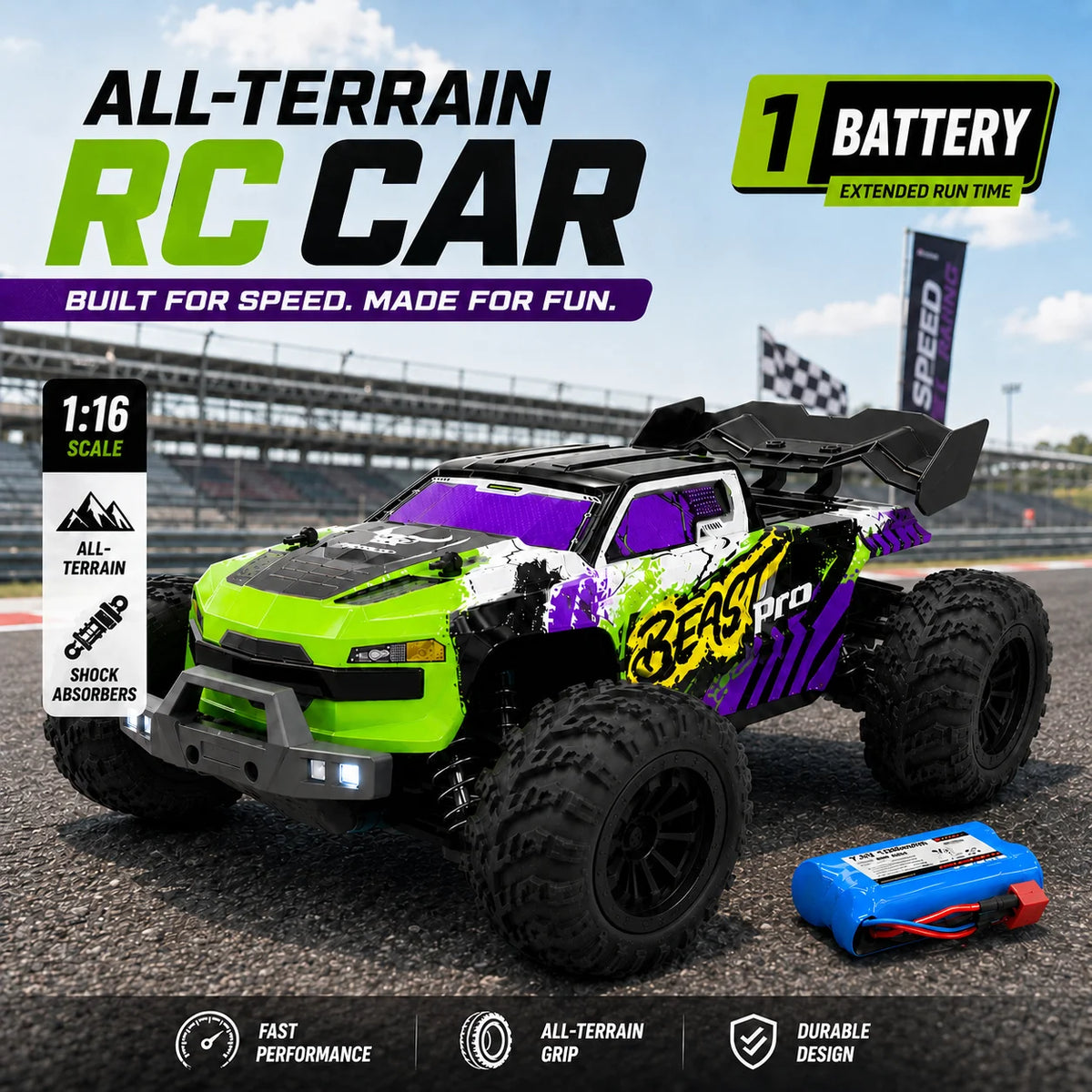 ZNLYRION RC Buggy 1:16 4 Wheel Drive Off-Road SG116MAX PRO Vehicle Optional Brushless Motor Anti-Slip Tire Remote Control Racing Truck