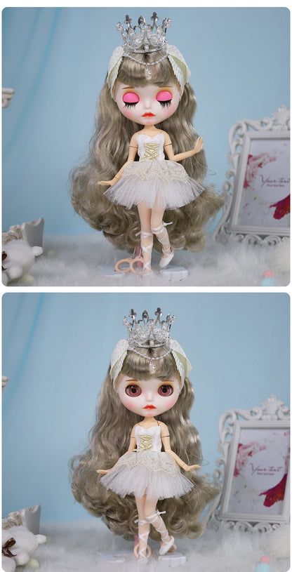 ICY DBS Blyth Doll Dress White Swan Ballet Suit Skirt 1/6 BJD Ob24 Anime Girls