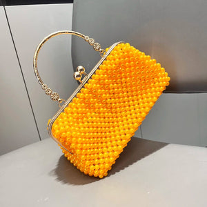 Women's Pearl Embellished ABS Frame Clutch Bag – Evening & Wedding, 6 Colors - TRYSHOPPY