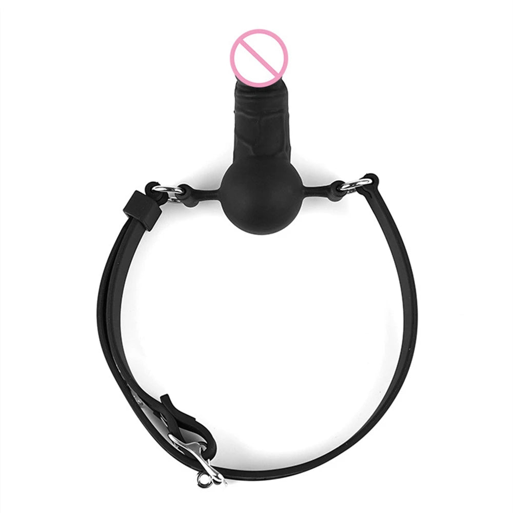 Dildo Reversible Ball or Cock in Mouth Gag, Silicone Deepthroat BDSM Gags,Slave Bondage,Restraints,Sex Toys Couples