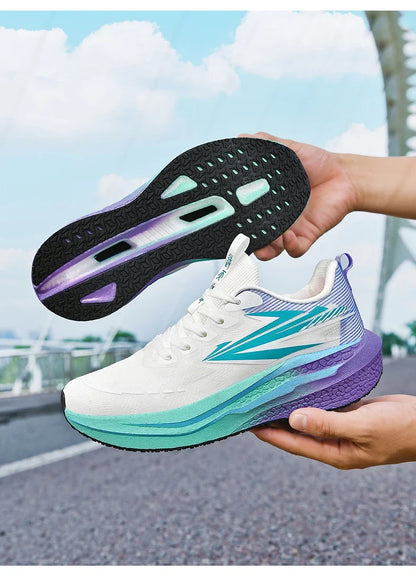 Men's Running Shoes Jogging Cushioning Mesh Outdoor Couple Trainer Race Breathable Sneakers Non-Slip Carbon Board Off-road Shoes