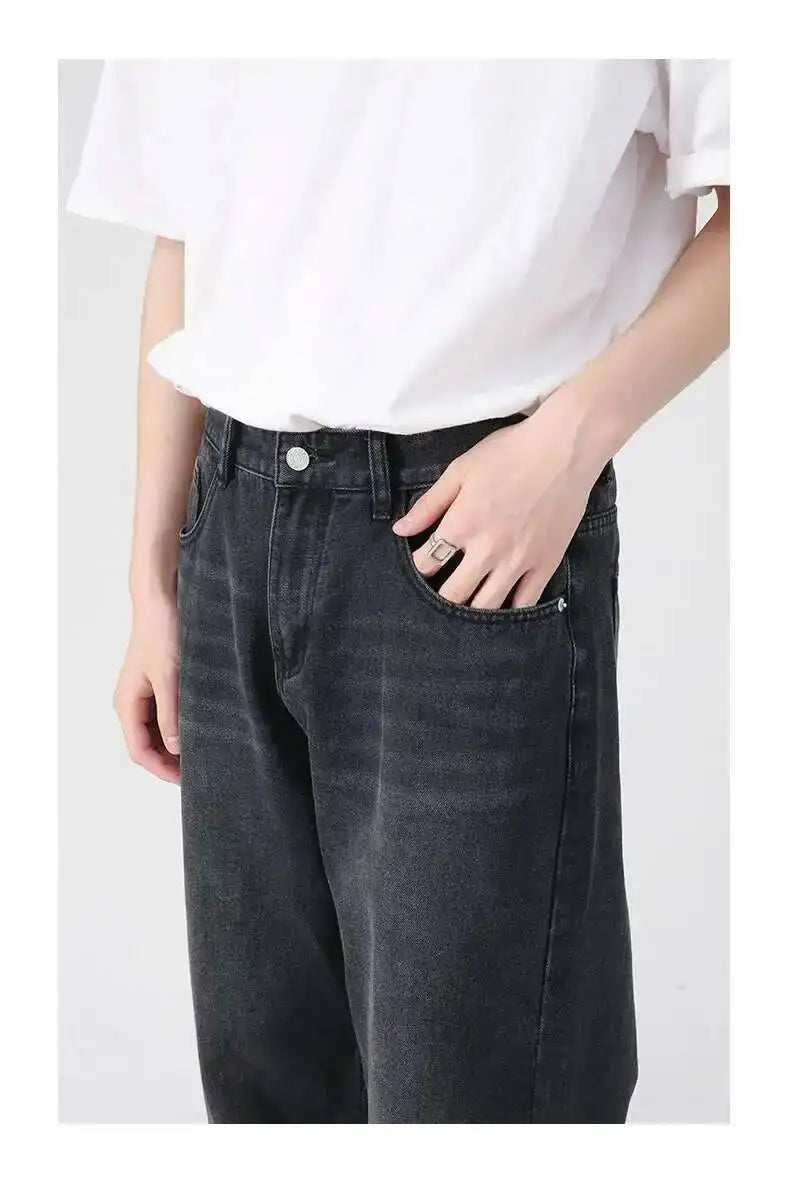 IEFB Men's Jeans New Korean Personality Straight Wide Leg Denim Pants Fashion Autumn Spring Vintage Male Trousers 9A5577