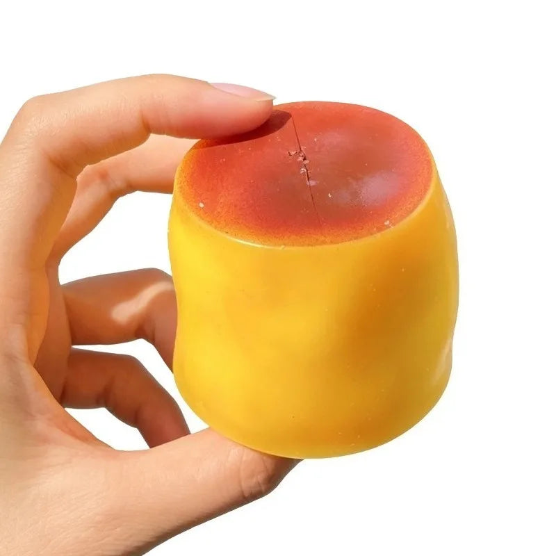 Caramel Pudding Crunchy Moldable Stress Ball Fidget Toy Crispy Squeeze Ball Round Blocks Filled ASMR Anti Stress Toys for Adults