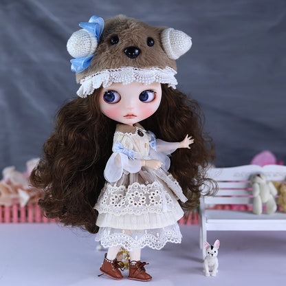 ICY DBS Blyth Plush Costume Girl BJD Animation Toys Cute Rabbit Set Girl Gift