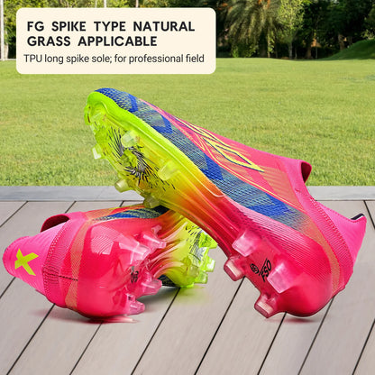 Professional Match Adult AG FG Soccer Cleats Textured PU Upper High-friction TPU Stud Anti-slip Boost Ball Control For Grass