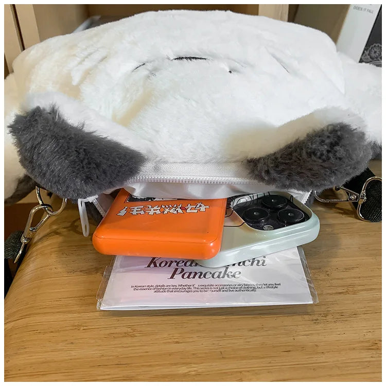 Creative Manta Ray Plush Backpacks Cute Fluffy Cartoon Animal Shoulder Crossbody Bag Casual Plushie Schoolbag Women Kawaii Gifts