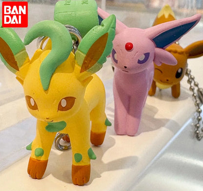 Bandai Pokemon Eevee Gashapon Figure Keychain Volume 13 Pendant Leafeon Glaceon Espeon Umbreon Bag Charm For Anime Collectors