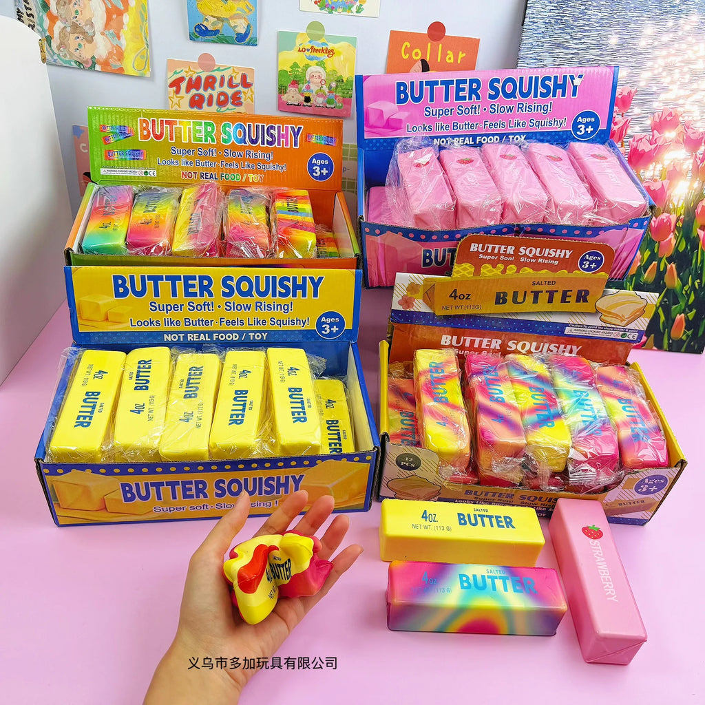 12pcs/Full Case 13.5cm Butter Stick Slow Rising Squishy Toy, Wet Rebound Moist Soft Feel, Stress Relief Decompression Fidget