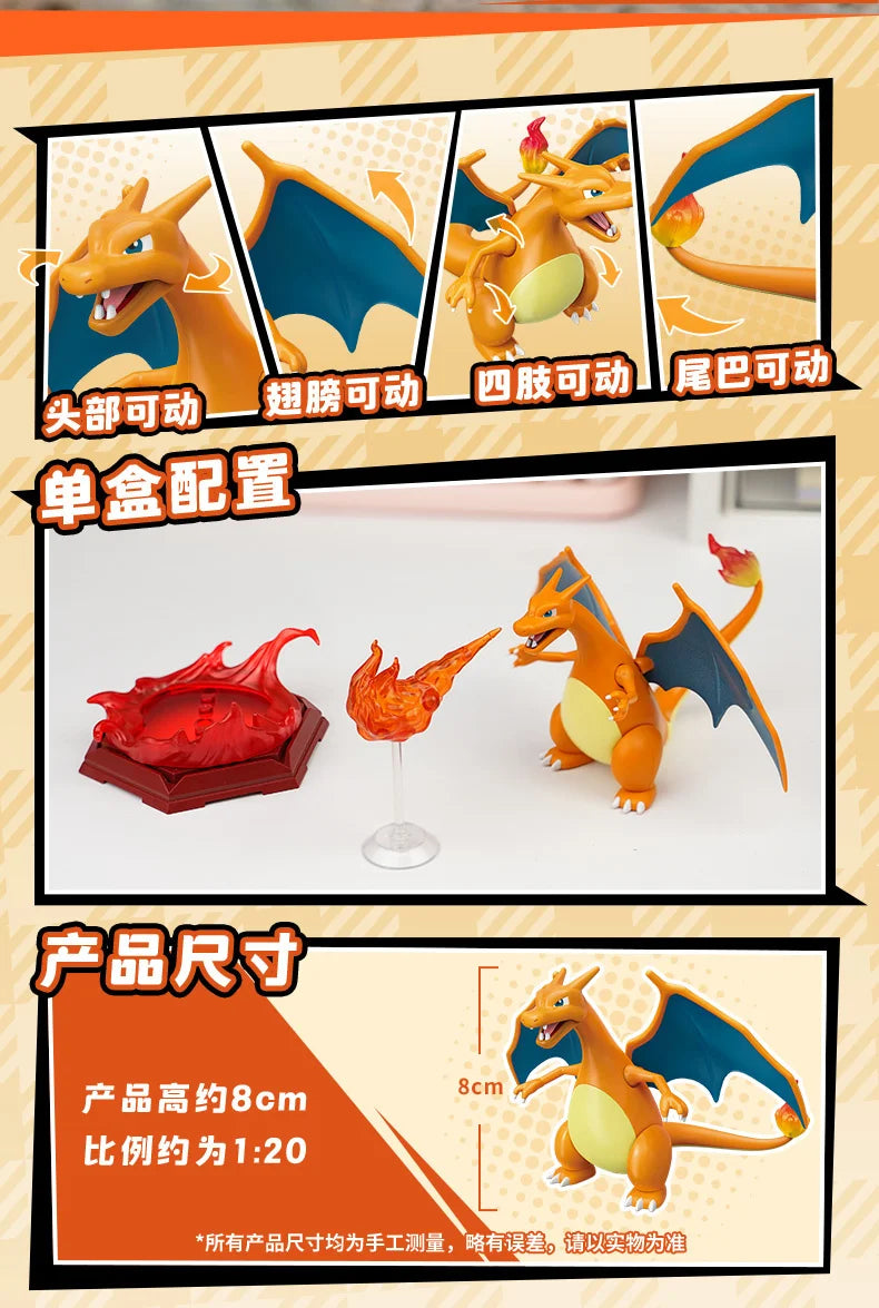 Original Pokemon Action Figure Pikachu Charizard Gengar Dragonite Gengar Movable Toy Decoration Model Children Birthday Gifts