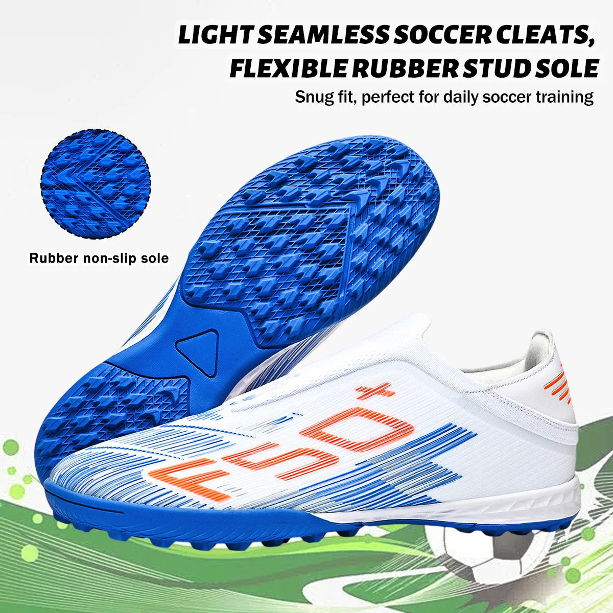 Anti-Slip Youth Football Boots PU Fabric Upper Rubber TF Studs Wear-Resistant Breathable Outdoor Training Cleats