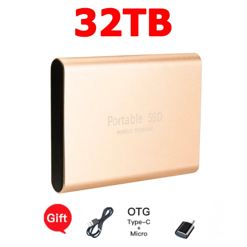 High-speed SSD 1TB Portable External Hard Drive 2TB Solid State Drive 4TB Mass Hard Disk for Laptop Mac PC and Mobile Phone Data