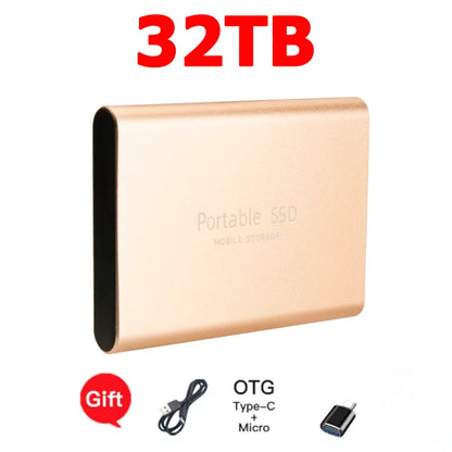High-speed SSD 1TB Portable External Hard Drive 2TB Solid State Drive 4TB Mass Hard Disk for Laptop Mac PC and Mobile Phone Data