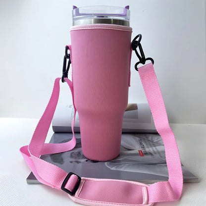 Large 40oz Insulated Leak Proof Water Bottle Carrier Bag Pouch Cover Holder Adjustable Strap for Thermos Outdoor Hiking Gym