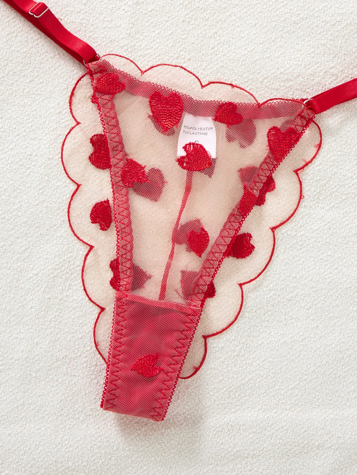 Red Heart Embroidered Lace Underwear