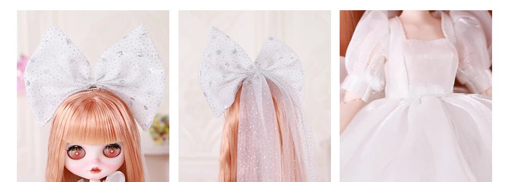 ICY DBS Blyth doll 1/6 bjd bow hair clip dress wedding dress set girls toys sd