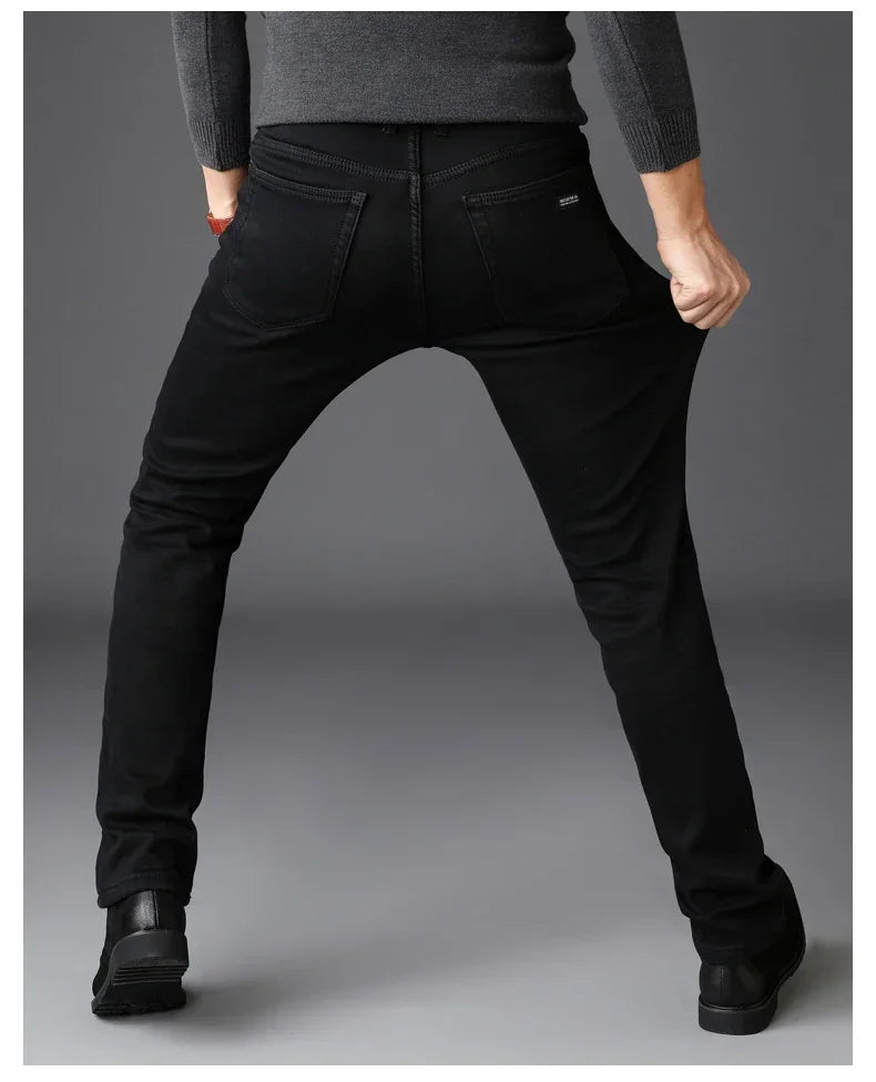 Men Classic Advanced Fashion Brand Jeans Jean Homme Man Soft Stretch Black Biker Masculino Denim Trousers Mens Pants Overalls
