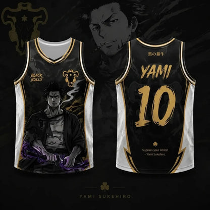 Bandai Anime Black Clover Yami Black Bulls No.10 Sleeveless Basketball Tank Top Full Print Workout Training Streetwear Vest